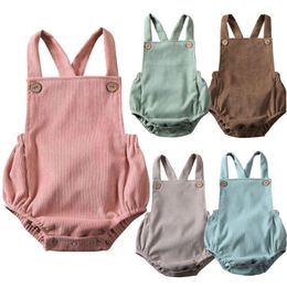 born Infant Baby Boy Girls rompers Velvet playsuit Sleeveless Vest Jumpsuit Winter Autumn Clothes Outfits 220707