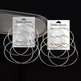 3 Pairs Big Hoop Geometric Earrings for Women, Hypoallergenic Alloy Metal Hoop Earrings Set Plated in Gold Or Silver for Women Girls Sensiti