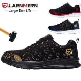 LARNMERN Mens Steel Toe Safety Work Shoes Lightweight Breathable Antismashing Antipuncture Reflective Casual Sneaker 210315