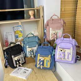 Outdoor Bags Fashion Women Backpack Japanese Cute Pendant School Bag For Girls Nylon Waterproof Shoulder Trend Travel Backbags Knapsack