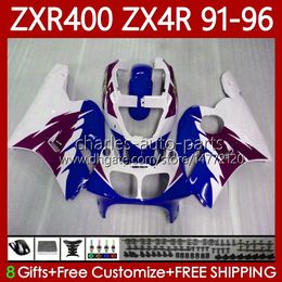 Blue purple Fairings Kit For KAWASAKI NINJA ZX4R 400CC ZXR-400 1991 1992 1993 94 95 96 Bodywork 138No.88 ZXR 400 CC ZX-4R ZX 4R Cowling ZXR400 91 92 93 1994 1995 1996 Body