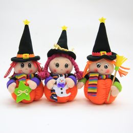 Halloween Witch Doll with Pumpkin Stand for Halloween Home Party Window Ornament