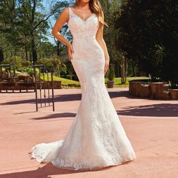 Lace Mermaid Wedding Dresses Floral Applique with Beading Sequins Sweep Train Bridal Gowns with Cape