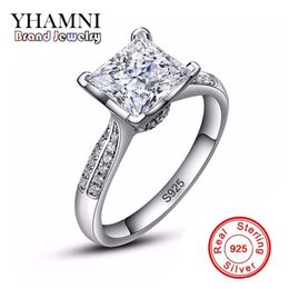 6 5 ring size Canada - YHAMNI 100% Solid 925 Silver Rings Fine Jewelry Big Sona CZ Diamond Engagement Rings for Women Ring Size 4 5 6 7 8 9 10 XR0382835