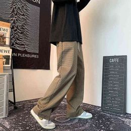 Plaid Pants Men Fashion Retro Oversized Casual Streetwear Loose HipHop Wide s Straight MXL J220629