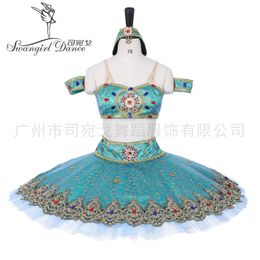 Green Gold Women Clssical Ballet Tutu Costume Adult La Corsaire Platter Tutu PancakeBT8982A