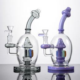 New 9 Inch Mushroom Heady 6 Colours Glass Bongs Unique Ball Style Oil Dab Rigs Showerhead Perc Hookahs 14 Female Joint Water Pipes With Bowl