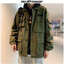 Privathinker Men Spring Safari Style Jackets 2020 Men s Hip Hop Fashion Cotton Jacket Clothes Male Unisex Fashion Coat Oversize LJ201013