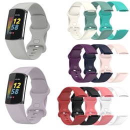 Replacement Watchband Bracelet Wrist Strap Waterproof Wristband Sport Women Men Soft Silicone Straps For Fitbit Charge 5 Charge5 Smart Watch Band