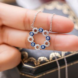 Charm Luck Turkey Blue Evil Eye Necklaces Gold Colour Rhinestone Eye Choker Necklace for Women Fashion Jewellery Gift