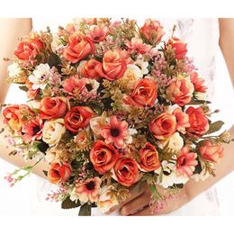 Decorative Flowers & Wreaths Artificial Rose Hydrangea Wedding Roses DIY Background Wall Decoration Arch Arrangement Home Decor Outdoor