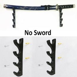 Hooks & Rails 2PCS/LOT 4-Tier Wall Mount Samurai Sword Katana Holder Stand Hanger Bracket Rack DisplayHooks