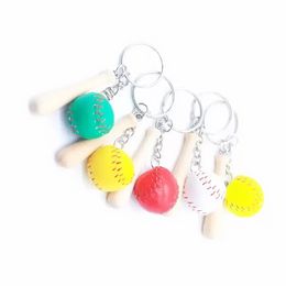 New Mini Baseball Softball Party Favours Keychain with Wooden Bat for Sports Theme Team Souvenir Athletes Rewards Christmas Gifts