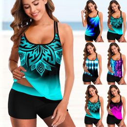 Women's Swimwear Plus Size High Waisted Print Tankini Sets Sexy Tank Top Swimsuit Two Pieces Women 2022 Beach Bathing Suit