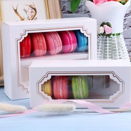 Gift Wrap 10pcs Paper Packing Box With Transparent Window White Delicate Drawer Display Wedding Cookie Candy Cake Macaroon BoxesGift