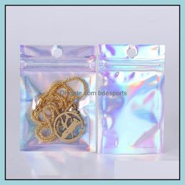 Packing Bags Office School Business Industrial Holographic Resealable Translucent Mask Gifts Single Packaging Bag Jewellery Rings Dress Unde