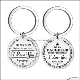 Keychains Fashion Accessories To My Son Daughter I Love You Forever Inspirational Gift Keychain Good Gifts Idea For Sons Daughters Sto Dhv82