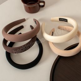 Solid Color Headband Simple Wide Side Hair Hoop for Women Girls Vintage Coffee Hairband Hair Accessories