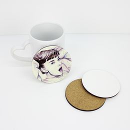 DIY Sublimation Blank Coaster Wooden Insulated Cork coaster MDF Advertising Gift Promotion Semi-finished Insulated Cups Mats