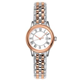 30mm Automatic Mechanical Women Wristwatch Military Flag Watch Ladies Gold-plated Trendy Rose Gold White Dial