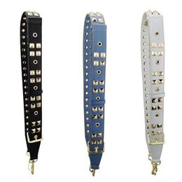 High Quality Rivet Women straps PU leather shoulder belt bags handbag accessories parts for crossbody bag Brown Red STP179 220610