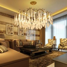 Pendant Lamps Nordic Postmodern Light Luxury Wall Living Room El Bedroom Crystal Glass Tree-and-Branch Drop ChandelierPendant