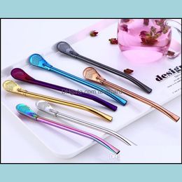 304 Eco-Friendly Stainless Steel Stirrer Spoons Sts Mticolour Drinking Tea Mate St Gourd Bombilla Filter Spoon Drop Delivery 2021 Flatware K