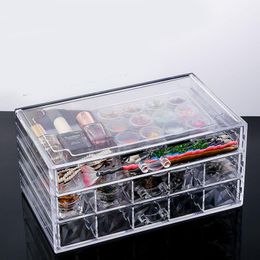 Storage Boxes & Bins Desktop Compartment Transparent Finishing Box Household Cosmetics Jewellery Nail Accessories Drawer BoxStorage