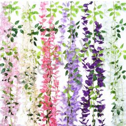 1.8m Artificial Wisteria Flowers Silk Wisteria Vine Hanging Flower for Wedding Garden Floral DIY Living Room Office Decor