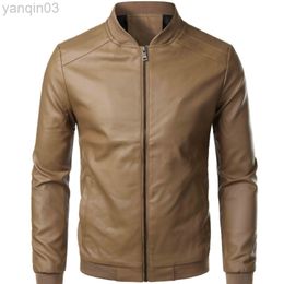 Men And Autumn Leather Jacket Fashion Trend Locomotive Korean Slim Fit Pu Leather Stand Collar Jacket Men Wear L220801