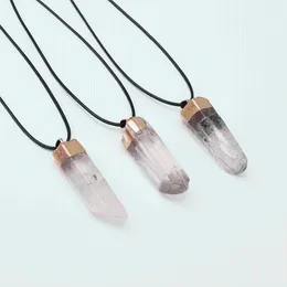 Pendant Necklaces Natural Raw Stone Healing Crystal Pointed Pendulum Clear Rock Quartz Point For Womens Ladies