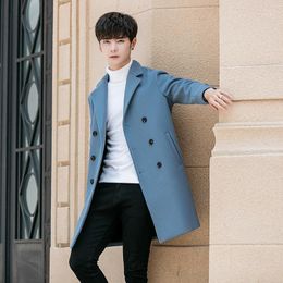 Men's Wool & Blends Men Double-breasted Trench Coat 2022 Korean Casual Coats Fashion Winter Warm Slim Windbreaker Jacket Coats1