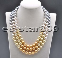 Chokers 3row 10mm Gradient Golden-Black SOUTH SEA SHELL PEARL NECKLACEChokers