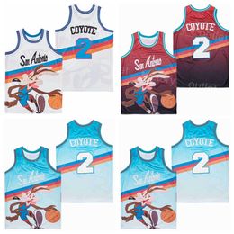 Movie Film X Looney Tunes Wile E 2 Coyote Basketball Jersey Men Team Colour Blue Purple HipHop For Sport Fans University Breathable Hip Hop All Stitched College Top