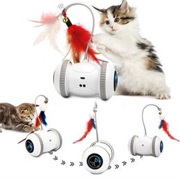 Smart Sensor Cat Toys Interactive Automatic Electronic Feather Toys LED Light USB Rechargeable Indoor Balls Kitten Toys for Pets 220510