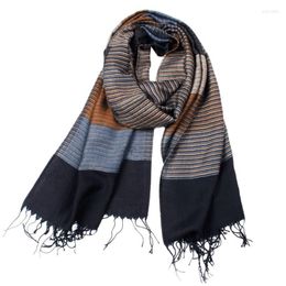 Scarves Winter Scarf For Men Designer Brand Shawl Wrap Knit Cashmere Fashion Bandana Striped Male With Tassels 180 52cmScarves