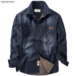Denim Long-sleeved Men's Shirt High-quality Casual Fit Large Size Oversized Clothing S-4XL 220401