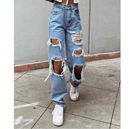 Ripped Jeans Retro Slim Washed Pants Casual Street Style Denim Blue Sticks Super Stretch Pants Men And Women Jogging 2021 L220726