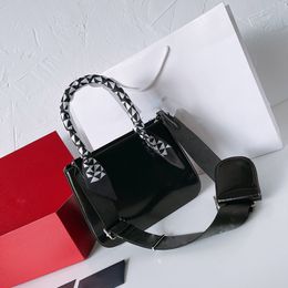 2 Pcs Set Tote Bags Fashion Shoulder Bag Women Patent Leather Handbags Luxury Designer Handbag Women Black Crossbody Business Wallet Purse