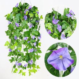 artificial wreaths Australia - Decorative Flowers & Wreaths Artificial Plant Vines Wall Hanging Rattan Leaves Branches Outdoor Garden Home Decoration Plastic Fake Silk Lea