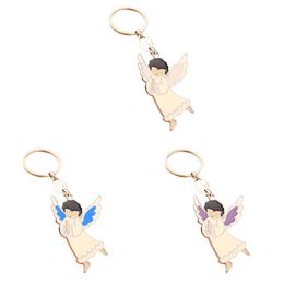 Decorative Objects & Figurines Enamel Angel Praying Keychain Charm Hanging Pendant Crafts Accessory For Women Men Handbag Tote Bag Backpack