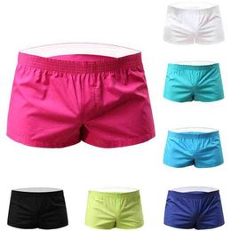 Men Solid Colour Summer Sports Gym Elastic Waist Shorts Beach Swimming Trunks Y220420