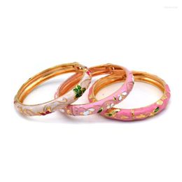 Bangle Floral Cloisonne Bracelets Colorful Flower Enamel Bracelet Bangles Golden Woman Jewelry GiftsBangleBangle Inte22