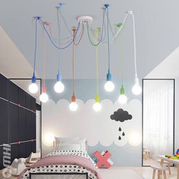 Pendant Lamps Lamp Colourful Chandelier Ceiling Light Hanging Spider Silica Gel Lighting Modern Vintage Bar Restaurant BedroomsPendant