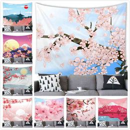 Japanese Cherry Blossom Tapestry Bohemian Decoration For Female Room Wall Rugs Bedroom Decorations Art Tapiz J220804