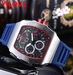 Tonneau Rubber Strap Luxury Men's Watch Automatic Dating Quartz Movement Clock Fashion Sports Famous Designer Wristwatch