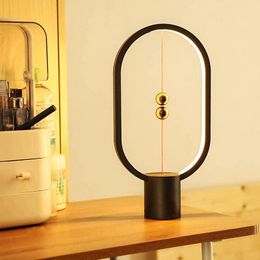 Table Lamps Rechargeable Mini Balance LED Lamp Ellipse Creative Magnetic Mid-air Switch Eye-Care Night Light Touch Control GiftsTable LampsT