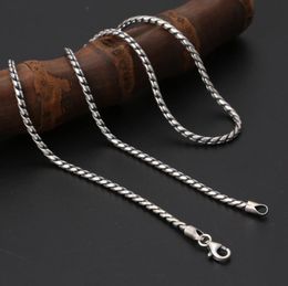 Chains Pure Silver Twist Necklace S925 Sterling Men Women 2.5MM Thick Chain Male Jewellery GiftChains ChainsChains