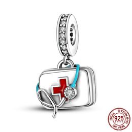 925 Sterling Silver Dangle Charm Medical First Aid Kit Beads Bead Fit Pandora Charms Bracelet DIY Jewelry Accessories