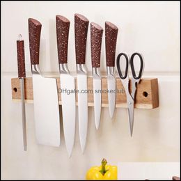 Powerf Magnetic Knifes Rack Wall Mounted Acacia Wooden Knife Strip Kitchen Holder Storage Tool For Home Drop Delivery 2021 Organisation Ho